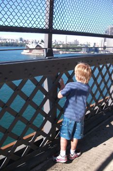 Walking Sydney Harbour Bridge kids stroller
