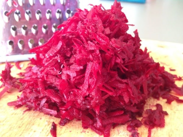 grated beetroot