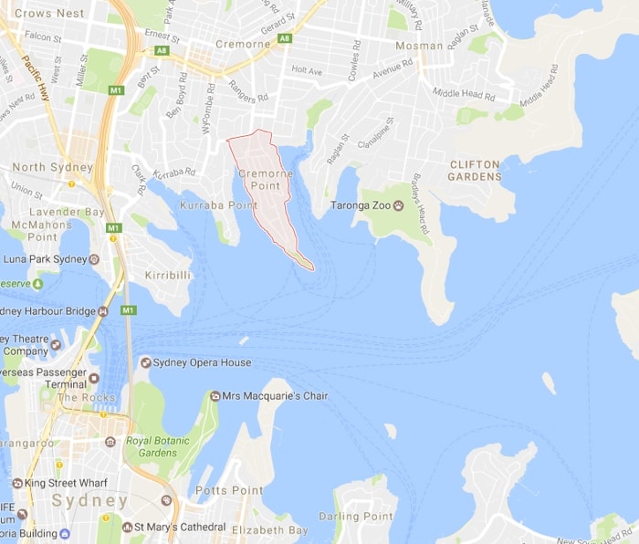 Resultado de imagen para cremorne point  sydney map