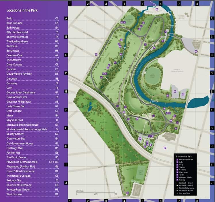 Parramatta Park map