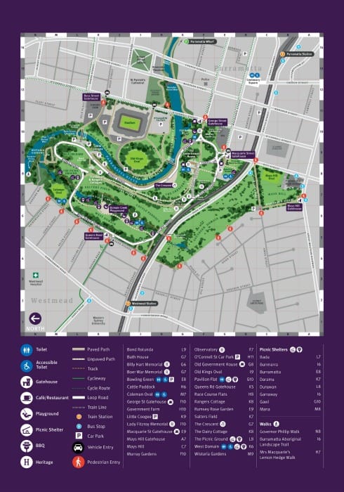 Parramatta Park map - parramatta park sydney