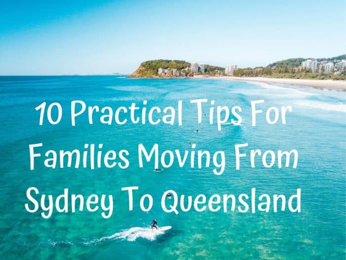moving from sydney to queensland image of beach with text written on top 