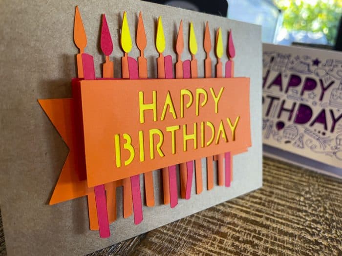 layered birthday card made with a cricut craft machine