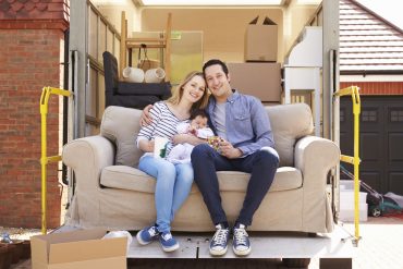 family moving day with baby new home
