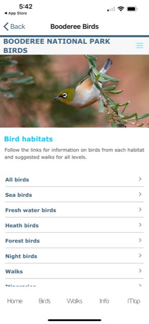 Booderee Birds app